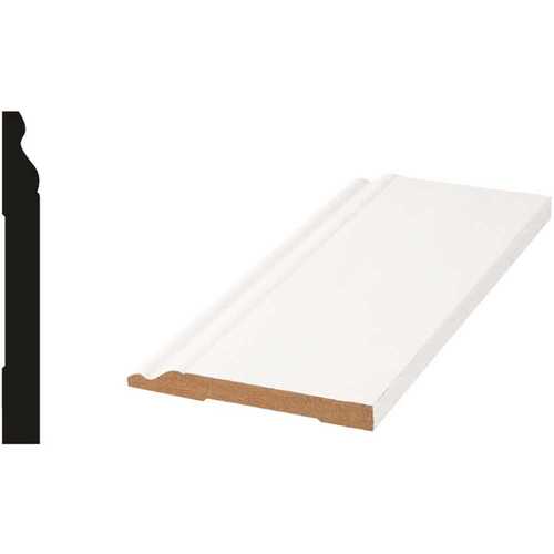 FINISHED ELEGANCE 10001789 1866 5/8 in. x 5 1/4 in. x 96 in. Finished MDF White Baseboard Moulding (  8 Total Linear Feet)