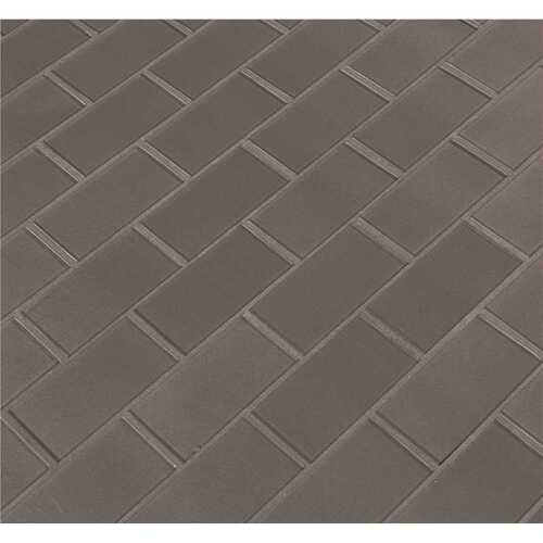 Metallic Gray Subway 11.81 in. x 11.81 in. x 8 mm Glass Mesh-Mounted Mosaic Tile (9.7 sq. ft./Case) - pack of 10