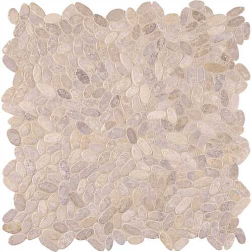 Sliced Pebble Ash 13.25 in. x 12.88 in. Textured Marble Floor and Wall Tile (9.7 sq. ft./Case) - pack of 10