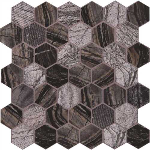 Henley Hexagon 12 in. x 12 in. x 10 mm Polished Marble Mosaic Tile (9.8 sq. ft./case)