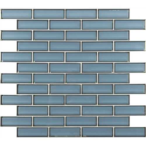 Haiku Sapphire Beveled 11.73 in. x 11.73 in. Mixed Glass Patterned Look Wall Tile (9.6 sq. ft./Case)