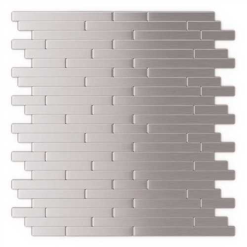 Inoxia SpeedTiles USID811-2/BOITE Linox Stainless Steel 12.09 in. x 11.97 in. x 5 mm Brushed Metal Self-Adhesive Wall Mosaic Tiles (24 sq. ft. /case)