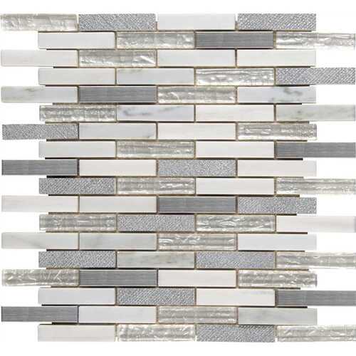 Snow House 12 in. x 13.13 in. Textured Glass; Stone Metal Look Wall Tile (9.8 sq. ft./Case)