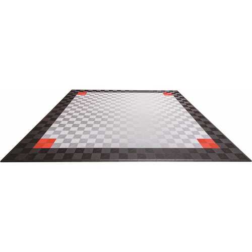 Black and Silver Double Car Pad Ribtrax Modular Tile Flooring (268 sq. ft./case)