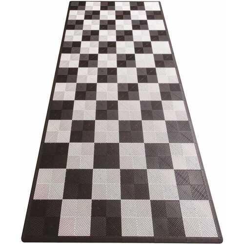 Swisstrax ASNGCP-BLKWH Black and White Checkered Single Car Pad Ribtrax Modular Tile Flooring (134 sq. ft./case)