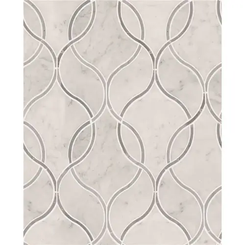 Carrara White Ellipsis 8.66 in. x 11.63 in. Polished Marble Floor and Wall Tile (3.2 sq. ft./Case)