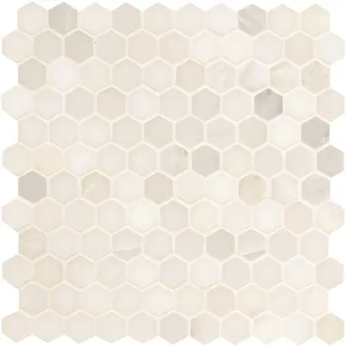 Greecian White Hexagon 12 in. x 12 in. x 10mm Honed Marble Mesh-Mounted Mosaic Tile (8.9 sq. ft. / case)