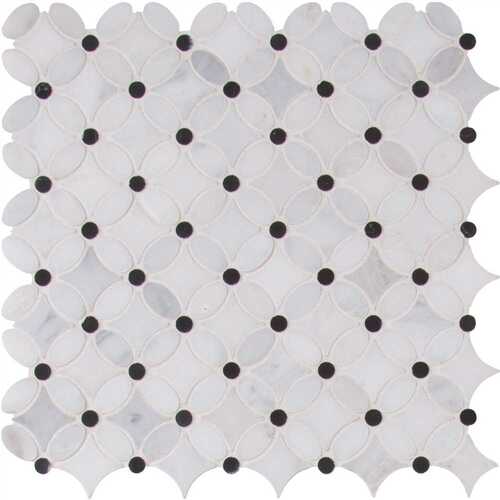 Marble Blossom 14 in. x 14 in. Polished Marble Floor and Wall Tile (12.1 sq. ft./Case) - pack of 10