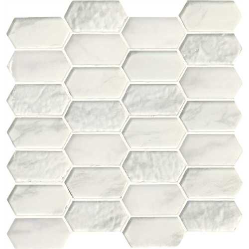 Calypso Picket 11.72 in. x 11.93 in. Glossy Glass Patterned Look Wall Tile (9.7 sq. ft./Case)