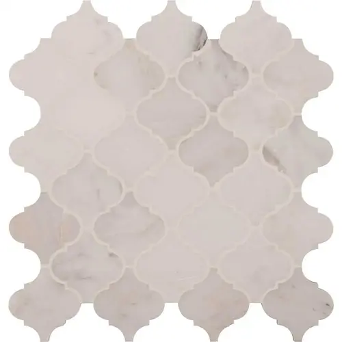 Greecian White Riptide Arabesque 13.25 in. x 13.75 in. Polished Marble Look Floor and Wall Tile (10 sq. ft./Case) - pack of 10