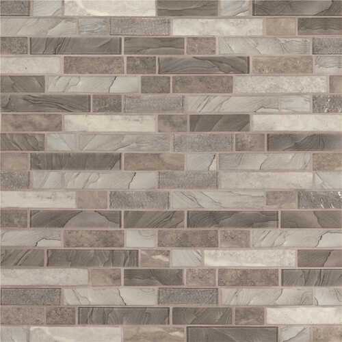 Tarvos Interlocking 11.81 in. x 11.81 in. x 6 mm Glass Mesh-Mounted Mosaic Tile (14.55 sq. ft. / case) Gray - pack of 15