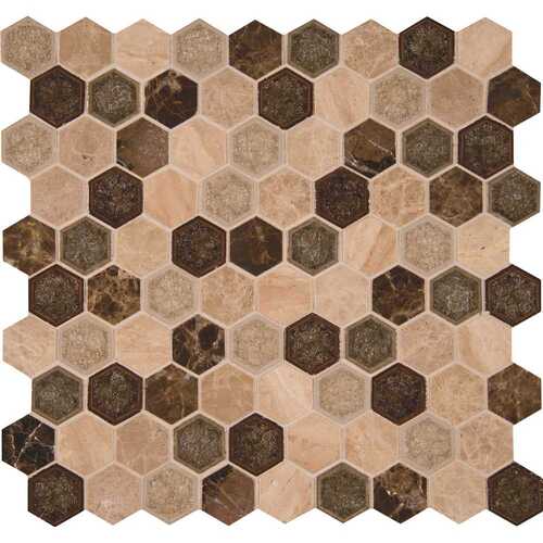 Kensington Hexagon 11.61 in. x 11.81 in. Mixed Multi-Surface Stone Look Wall Tile (9.5 sq. ft./Case)