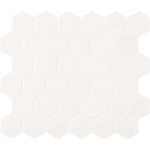 Domino White Hexagon 11.63 in. x 12.13 in. Matte Porcelain Patterned Look Floor and Wall Tile (19.2 sq. ft./Case) - pack of 20