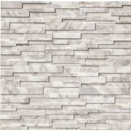 Calacatta Cressa 3D Ledger Panel 6 in. x 24 in. Honed Marble Wall Tile ( / 60 sq. ft. / pallet)