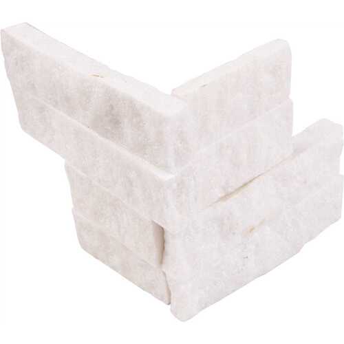 Arctic White Ledger Corner 6 in. x 6 in. Natural Marble Wall Tile (2 sq. ft. / case) - pack of 4