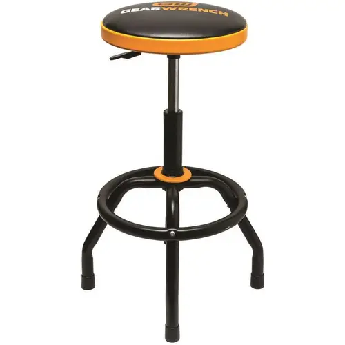 26 in. to 31 in. Adjustable Height Swivel Shop Stool Orange