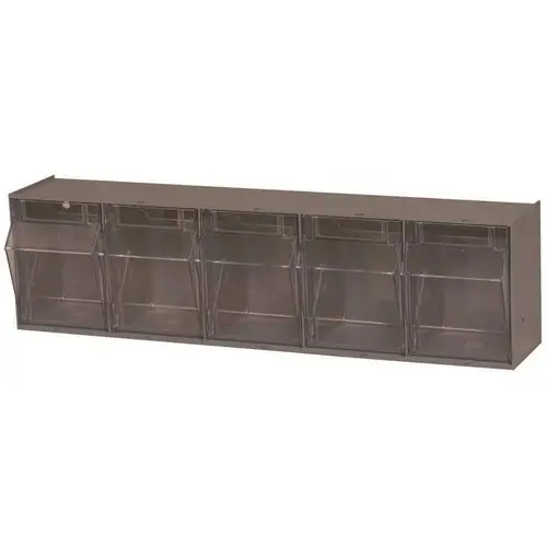 Gray Clear Plastic Stackable Tip Out Bin Cabinet - 5 1/4" Overall Length - 23 5/8" Width - 6 1/2" Height - 5