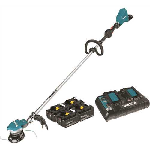 MAKITA U.S.A. INC XRU15PT1 LXT 18V X2 (36V) Lithium-Ion Brushless Cordless String Trimmer Kit with Four 5.0 Ah Batteries