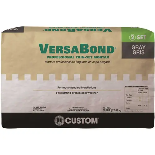 VersaBond Flex Series Thin-Set Mortar, Gray, Powder, 50 lb Bag