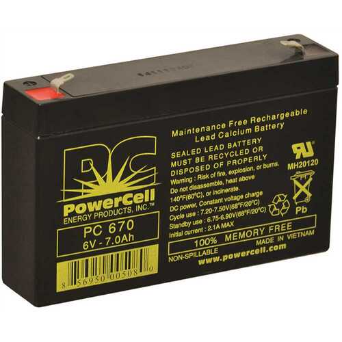 POWERCELL PC670 6v 7 Ah Battery Sealed Lead Acid Recharg No Spill Agm F1 Terminal