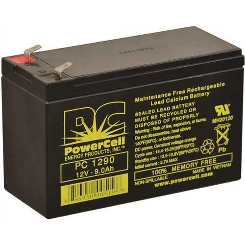 POWERCELL PC1290 12v 9.0 Ah Battery Sealed Lead Acid Recharg No Spill Agm F2 Terminal