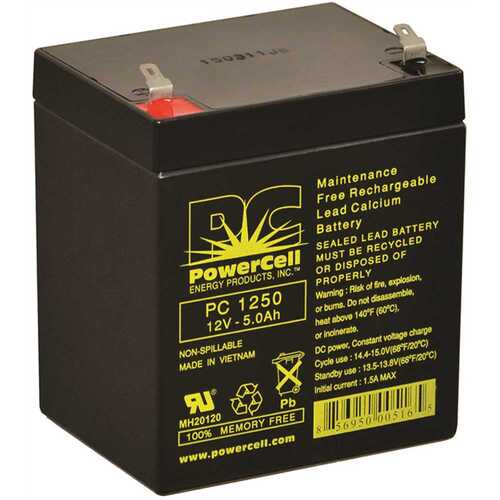 POWERCELL PC1250 12v 5 Ah Battery Sealed Lead Acid Recharge No Spill Agm F1 Terminal