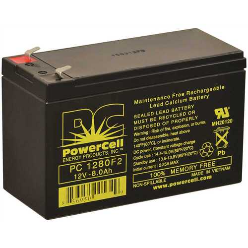 POWERCELL PC1280F2 12v 8 Ah Battery Sealed Lead Acid Recharg No Spill Agm F2 Terminal