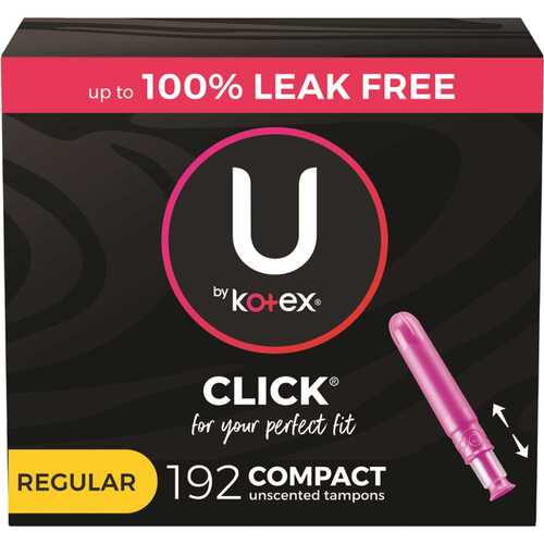 U by Kotex 51583 Click Compact Tampons, Regular, Unscented