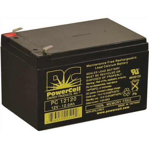 POWERCELL PC12120 12v 12.0 Ah Battery Sealed Lead Acid Recharg No Spill Agm F2 Terminal