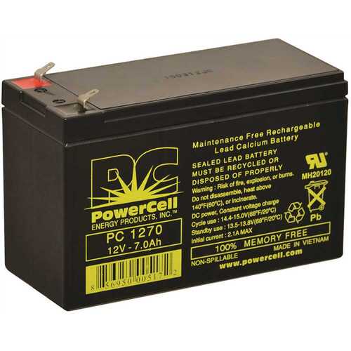 POWERCELL PC1270 12v 7 Ah Battery Sealed Lead Acid Recharge No Spill Agm F1 Terminal