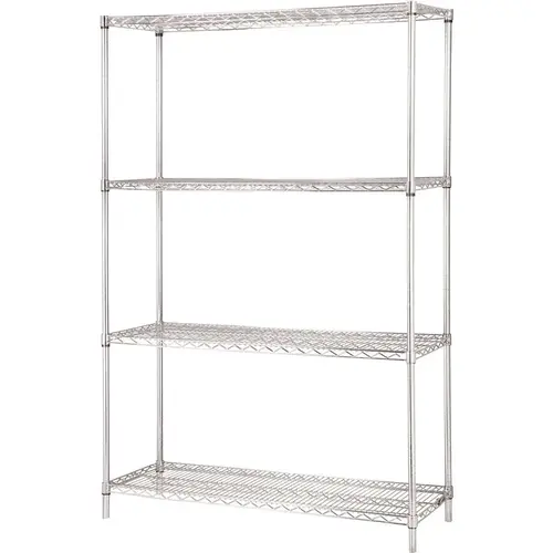 48 in. x 71 in. Chrome Garment Rack Industrial Wire Shelving Starter Kit, 4-Shelves