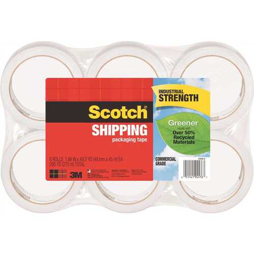 SCOTCH MMM3750G6 3750, 1.88 in. x 49.2 yds., 3 in. Core, Commercial Grade Packaging Tape