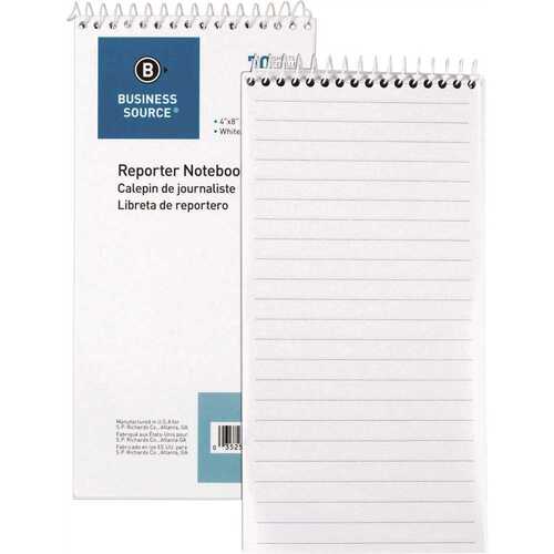 Business Source BSN10972 Reporter's 4 in. x 8 in. Pocket Notebook Ruled Spiral, White (70-Sheets)
