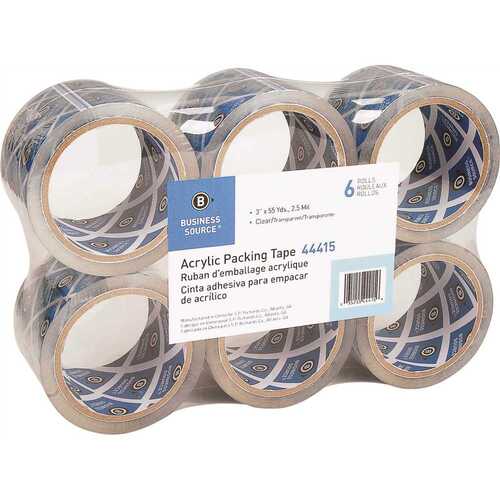 Business Source BSN44415 3 in. x 55 ft. Packaging Tape, 2.5 mil, Acrylic/Clear