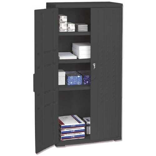 33 in. W x 18 in. D x 66 in. H Black Officeworks Resin Storage Cabinet
