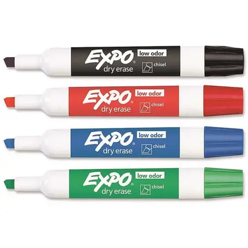 Dry Erase Marker, Chisel Lead/Tip, Assorted Lead/Tip - pack of 4