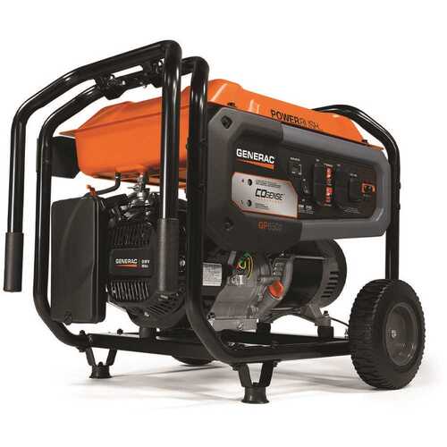 GP Portable Generator, 54.2/27.1 A, 120/240 V, Gas, 6.9 gal Tank, 10.5 hr Run Time, Recoil Start Black/Orange