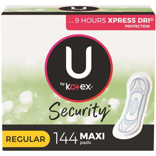 U by Kotex 49061 Security Maxi Feminine Pads, Regular Absorbency, Unscented