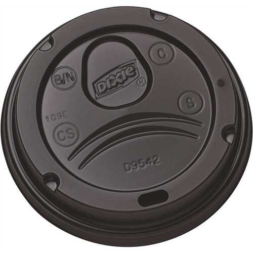 Dome Large, Black, Disposable Plastic Hot Cup Lids, (1,000 Lids per Case)