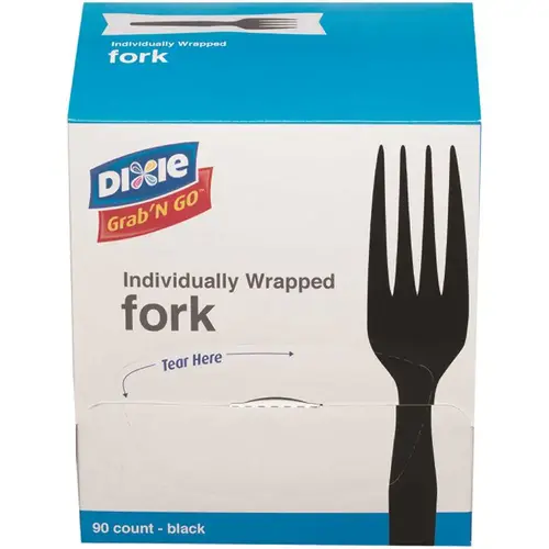 Medium-Weight Black, Polystyrene Disposable Plastic Forks & Sporks,( at ) - pack of 6