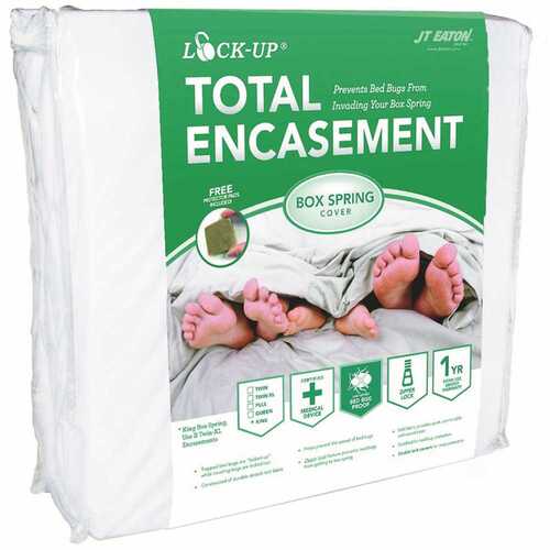 Lock-Up Box Spring Encasement, Queen, Fabric, White