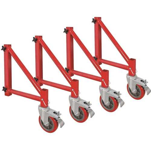 26.5 in. Outrigger Set w/6 in. Caster Wheels, Heavy-Duty Scaffolding Equipment for 6 ft. Baker Scaffold I-BMSS Red Enamel