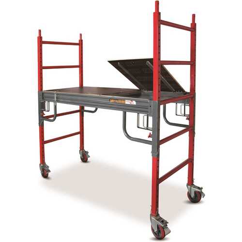 MetalTech I-BMSS Buildman Baker Style Scaffold 6.3 ft. x 6.3 ft. x 2.6 ft. Rolling Mobile Work Platform with Wheels, 1500 lbs. Capacity