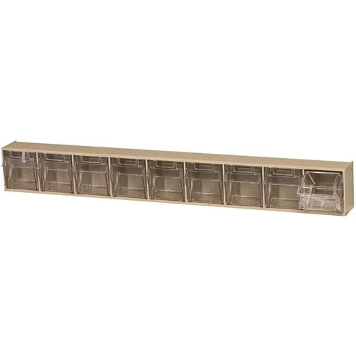 QUANTUM STORAGE SYSTEMS RQTB309IV Tip Out Bin, 2-1/2 in L, 23-5/8 in W, 3-1/8 in H, 9-Compartment, Polystyrene, Ivory