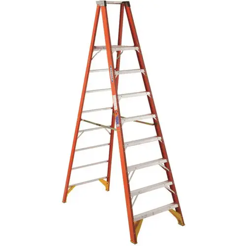 Platform Ladder, 7 ft 8 in Max Standing H, 300 lb, Type IA Duty Rating, 8-Rung, 3 in D Step, Fiberglass Metal Top