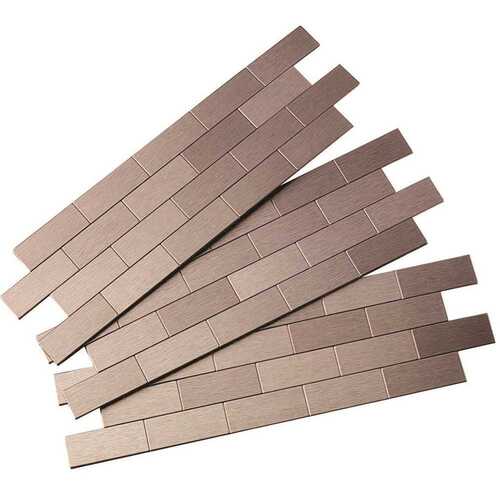 Wall Tile, 12 in L, 4 in W, 1/8 in Thick, Aluminum/Polymer, Brushed Stainless Steel