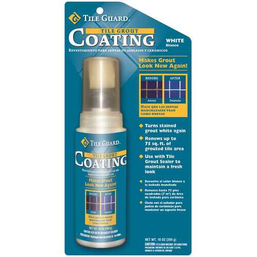 Tile and Grout Coating, 4.3 oz Bottle, Liquid, Characteristic, White