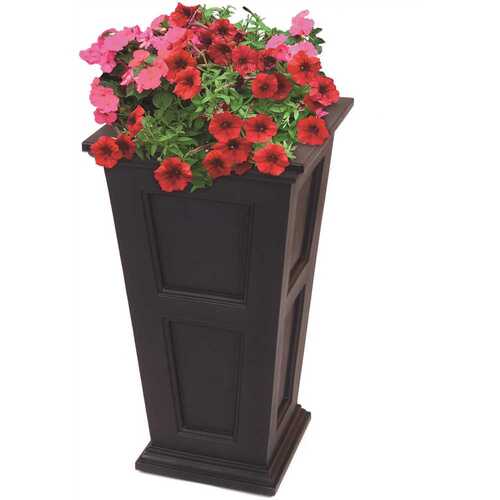 Mayne 5829B Fairfield 28 in. Tall Self-Watering Black Polyethylene Planter