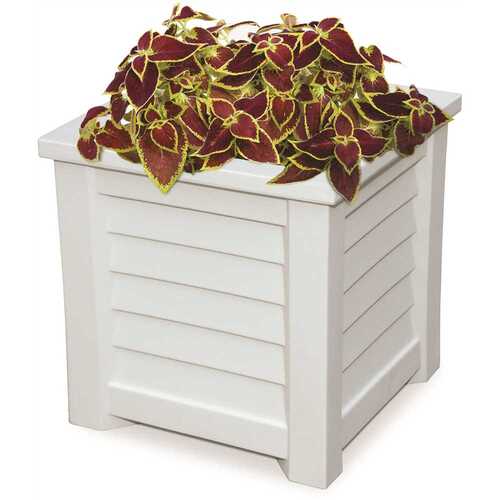 Lakeland 16 in. Square Self-Watering White Polyethylene Planter