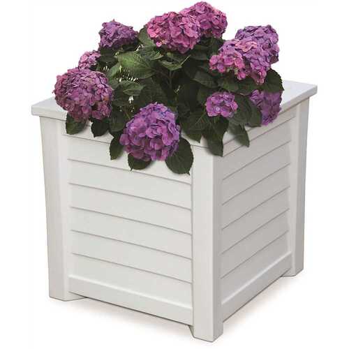 Lakeland 20in Square Self-Watering White Polyethylene Planter